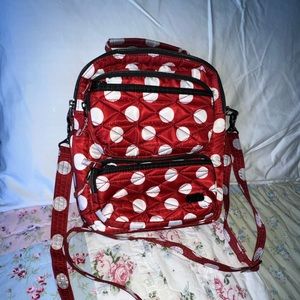 Lug Compass Crossbody Bag in Red and White Crimson Polkadot